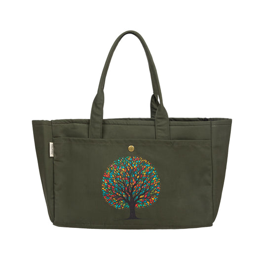 Olive Dream Tote – Colorful Tree Bloom