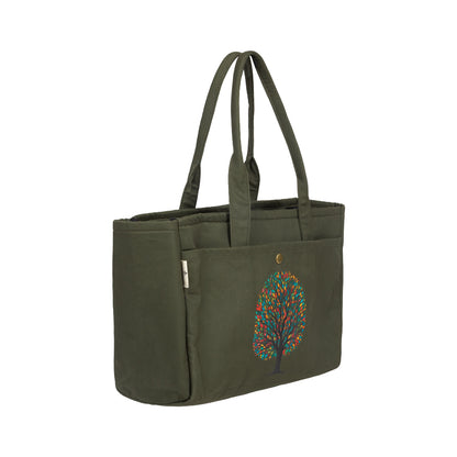Olive Dream Tote – Colorful Tree Bloom