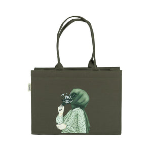 Canvas Bag -  Green Girl Hijab Printed Tote