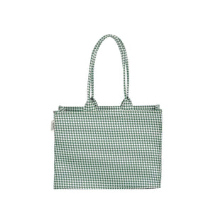 Medium Mimi - Hounds tooth Green Printed Bag