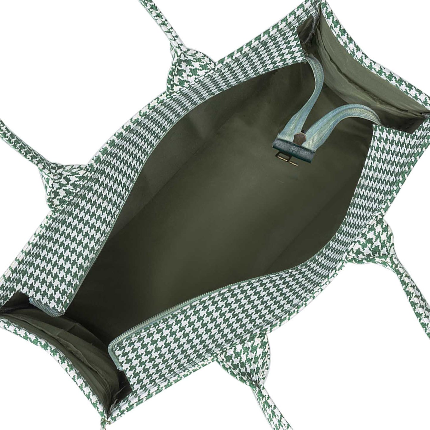Medium Mimi - Hounds tooth Green Printed Bag