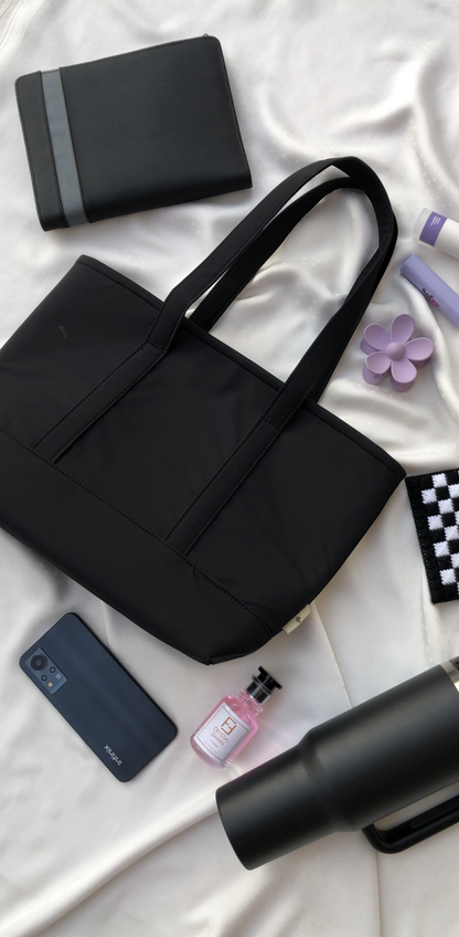 Ink Black Charm Tote – Stylishly Strong, Perfect for College Life