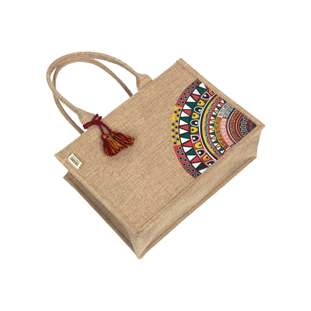 Earthy Chic Jute Tote - Warm Beige Tote with Tassel