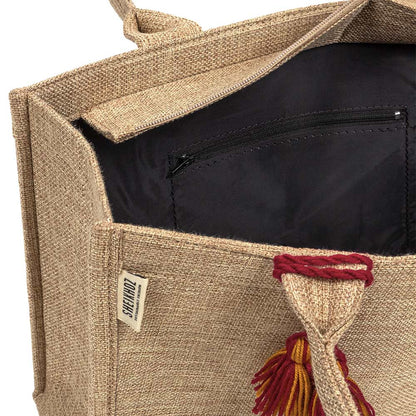 Earthy Chic Jute Tote - Warm Beige Tote with Tassel