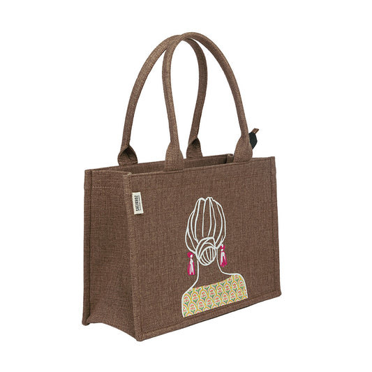 Artistic Girl Jute Handbag – Warm Beige Eco Tote