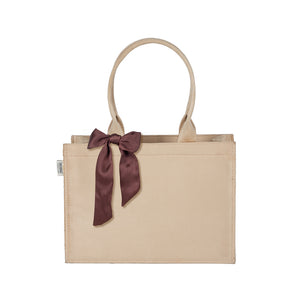 Beige Knotted Velvet Tote Bag – Elegant & Eco-Friendly Handbag