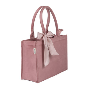 Peach Knotted Velvet Tote Bag – Elegant & Eco-Friendly Handbag