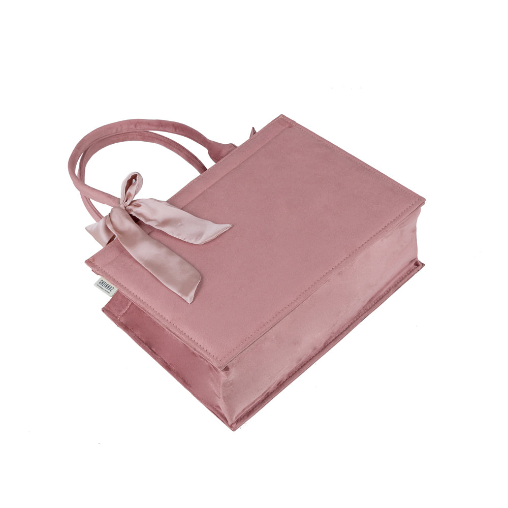 Peach Knotted Velvet Tote Bag – Elegant & Eco-Friendly Handbag no