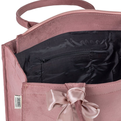 Peach Knotted Velvet Tote Bag – Elegant & Eco-Friendly Handbag no