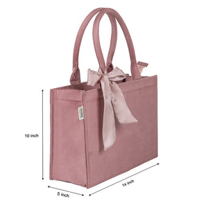 Peach Knotted Velvet Tote Bag – Elegant & Eco-Friendly Handbag