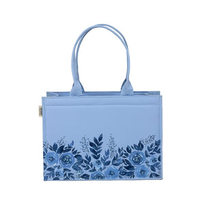 Medium Mimi - Floral Printed Sky Blue Tote Bag