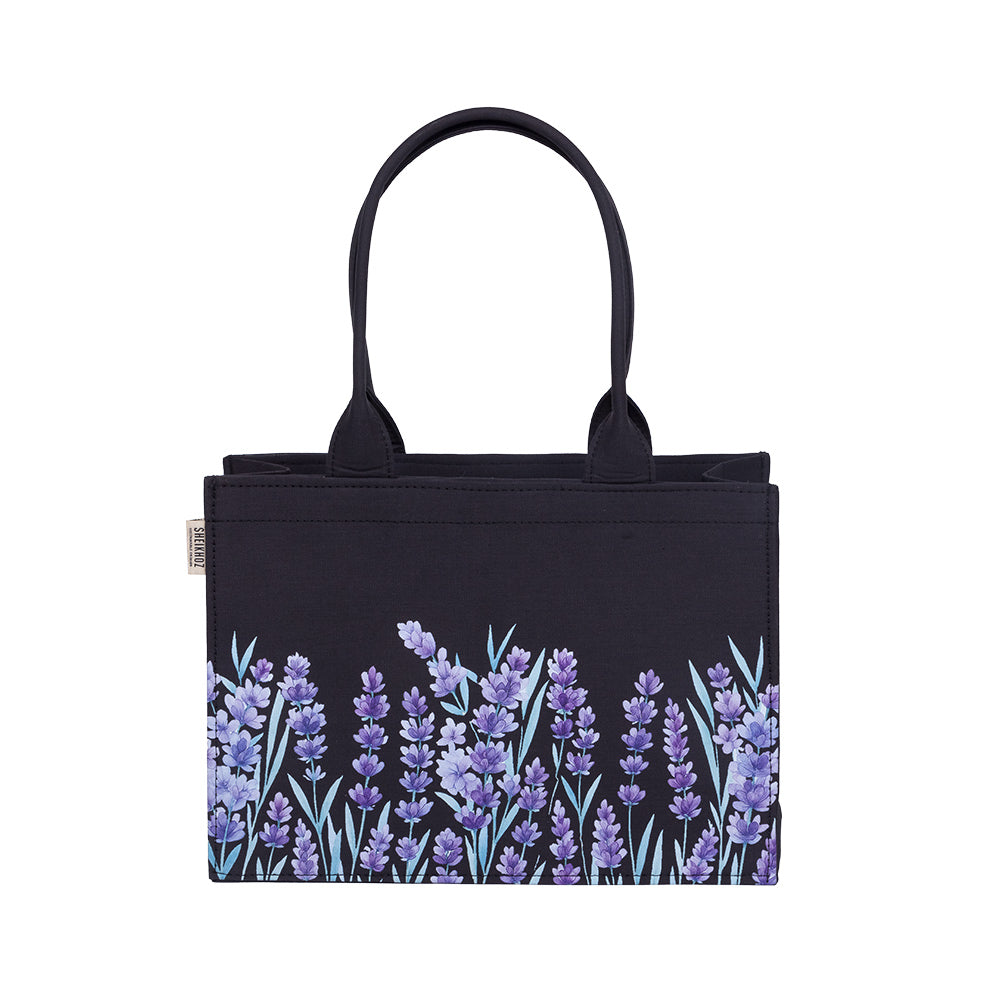 Royal Bloom Purple Canvas Tote – Floral Edition