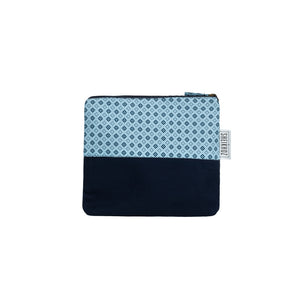 Cosmetic Bag Navy & Check - Travel Cosmetics Clutch Storage Pouch