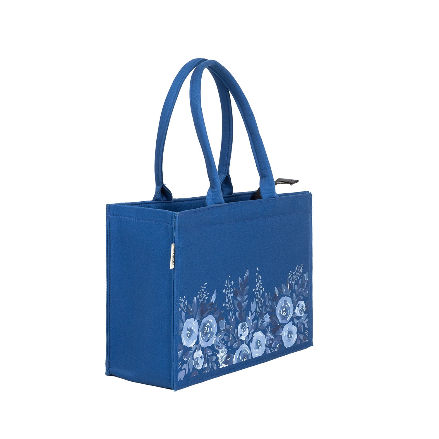 Medium Mimi - Floral Printed Royal Blue Tote Bag