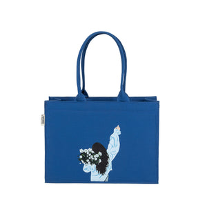 Medium Mimi - Girl Corsage Royal Blue Tote Bag