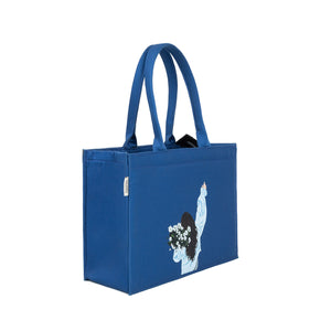 Medium Mimi - Girl Corsage Royal Blue Tote Bag