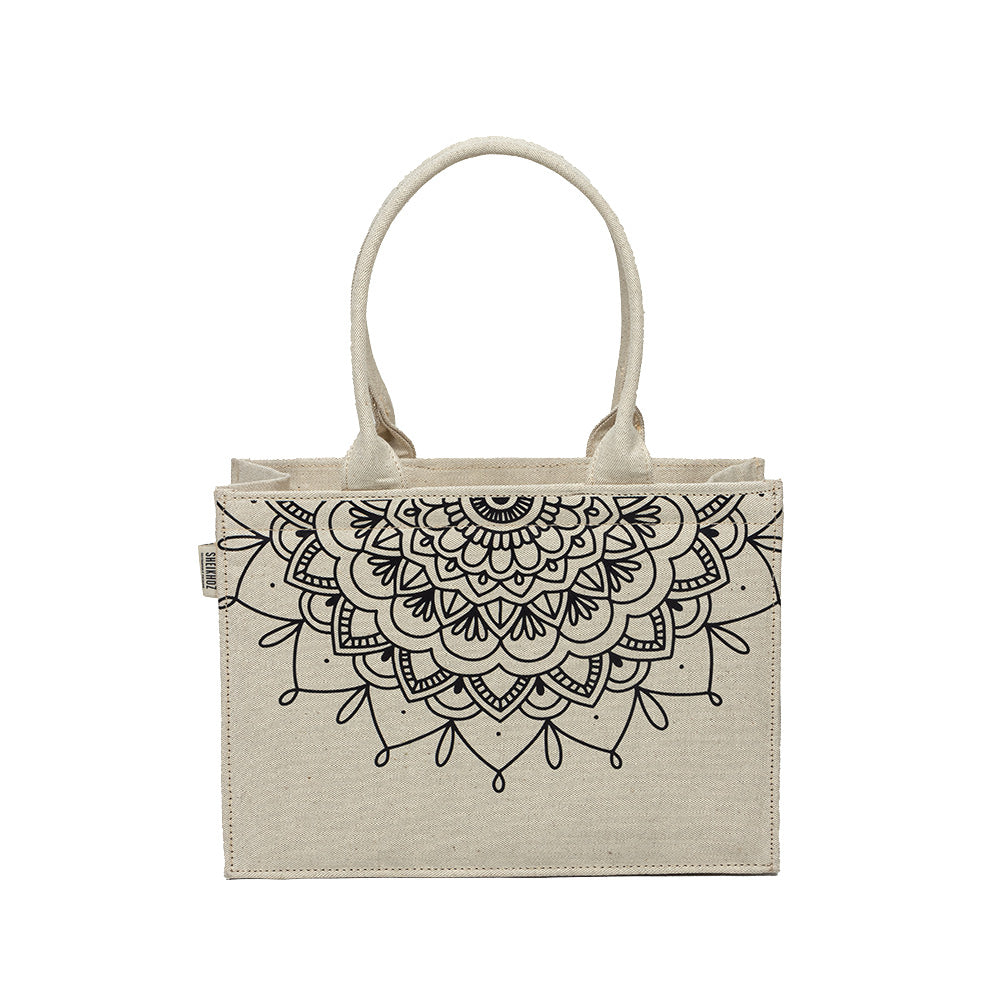 Obsidian Mandala off-white – Eco-Chic Statement Bag