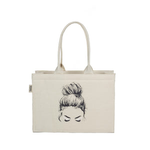 Canvas Bag - Off-White Girl Face Mimi Tote Bag