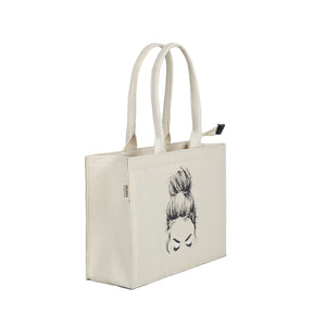 Canvas Bag - Off-White Girl Face Mimi Tote Bag