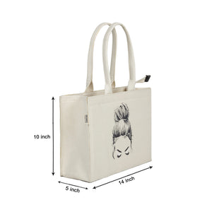 Canvas Bag - Off-White Girl Face Mimi Tote Bag