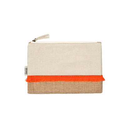 Tangerine Splash Pouch – Jute & Canvas Fusion