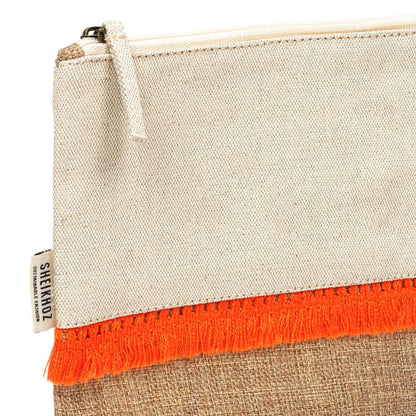 Tangerine Splash Pouch – Jute & Canvas Fusion