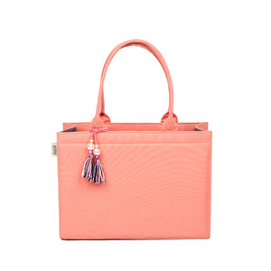 Boho Chic Pink Cotton Tassel Tote – Versatile Everyday Handbag