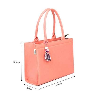Boho Chic Pink Cotton Tassel Tote – Versatile Everyday Handbag