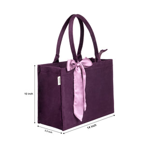 Purple Knotted Velvet Tote Bag – Luxurious & Eco-Friendly Handbag