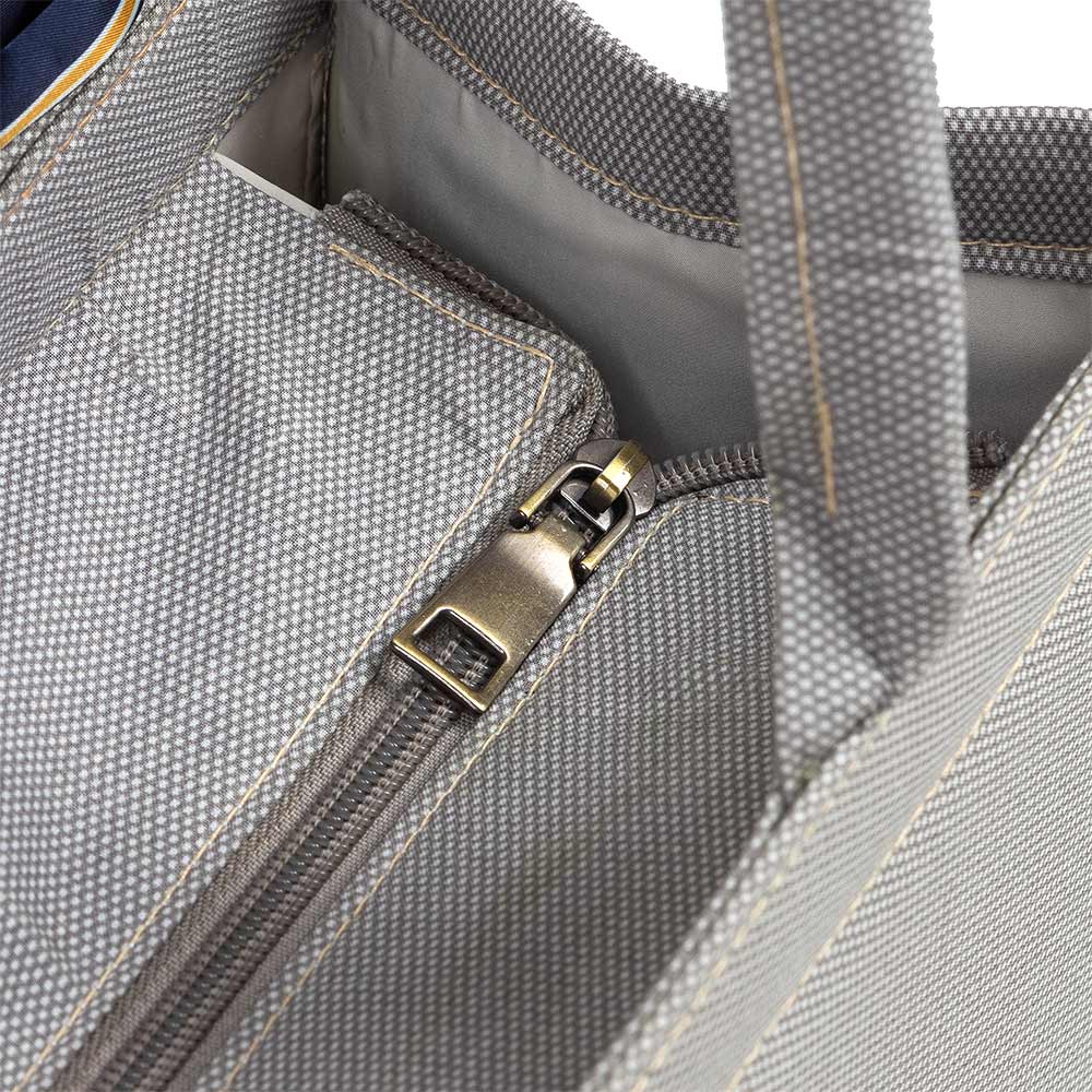 Self-Printed Grey Tote Bag with Move Knot Accent – Versatile and Chic
