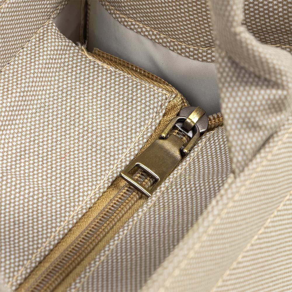 Self-Printed Off-White Tote Bag with Brown  Knot Accent – Versatile and Chic