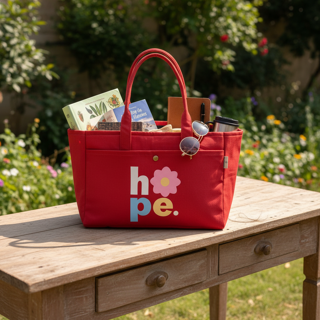 Hope Warm Orange Canvas Tote