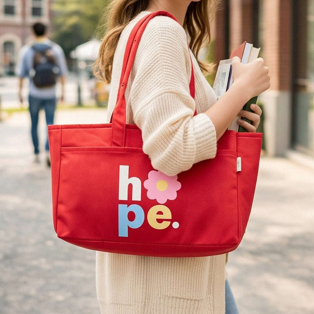Hope Warm Orange Canvas Tote