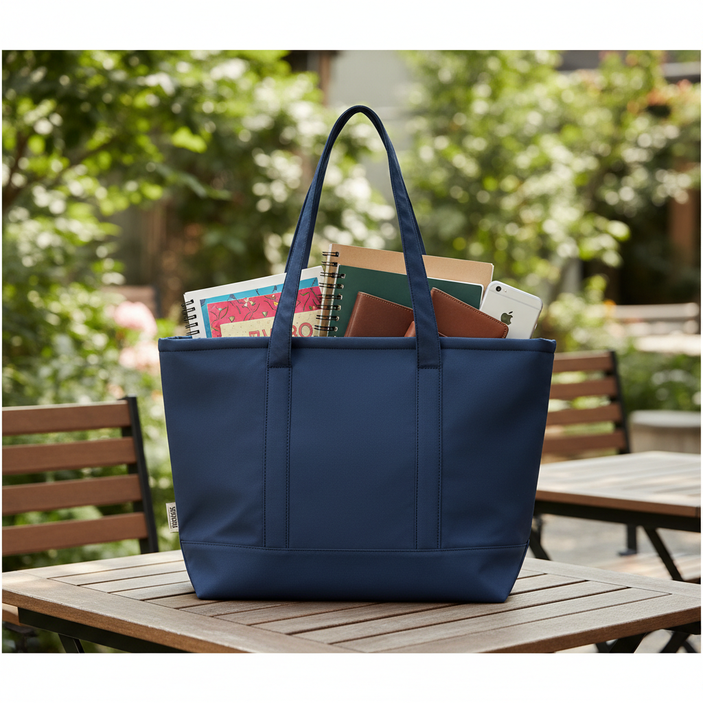 Ocean Mist Blue Tote – Waterproof Shoulder & College Bag for Girls