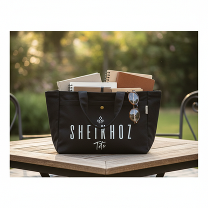 Black Striped Canvas Tote Bag – Stylish & Versatile