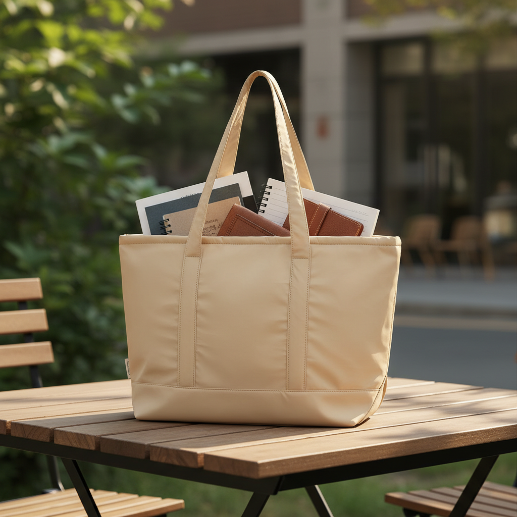 Sandy Nude Tote – Waterproof Shoulder & College Bag for Girls