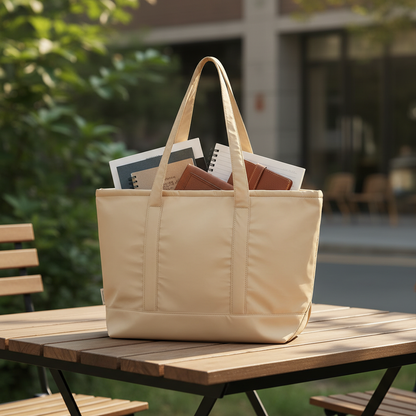 Sandy Nude Tote – Waterproof Shoulder & College Bag for Girls