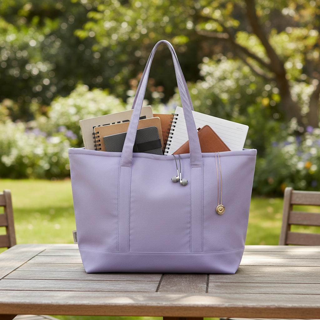 Mocha Mauve Tote – Waterproof Shoulder & College Bag for Girls