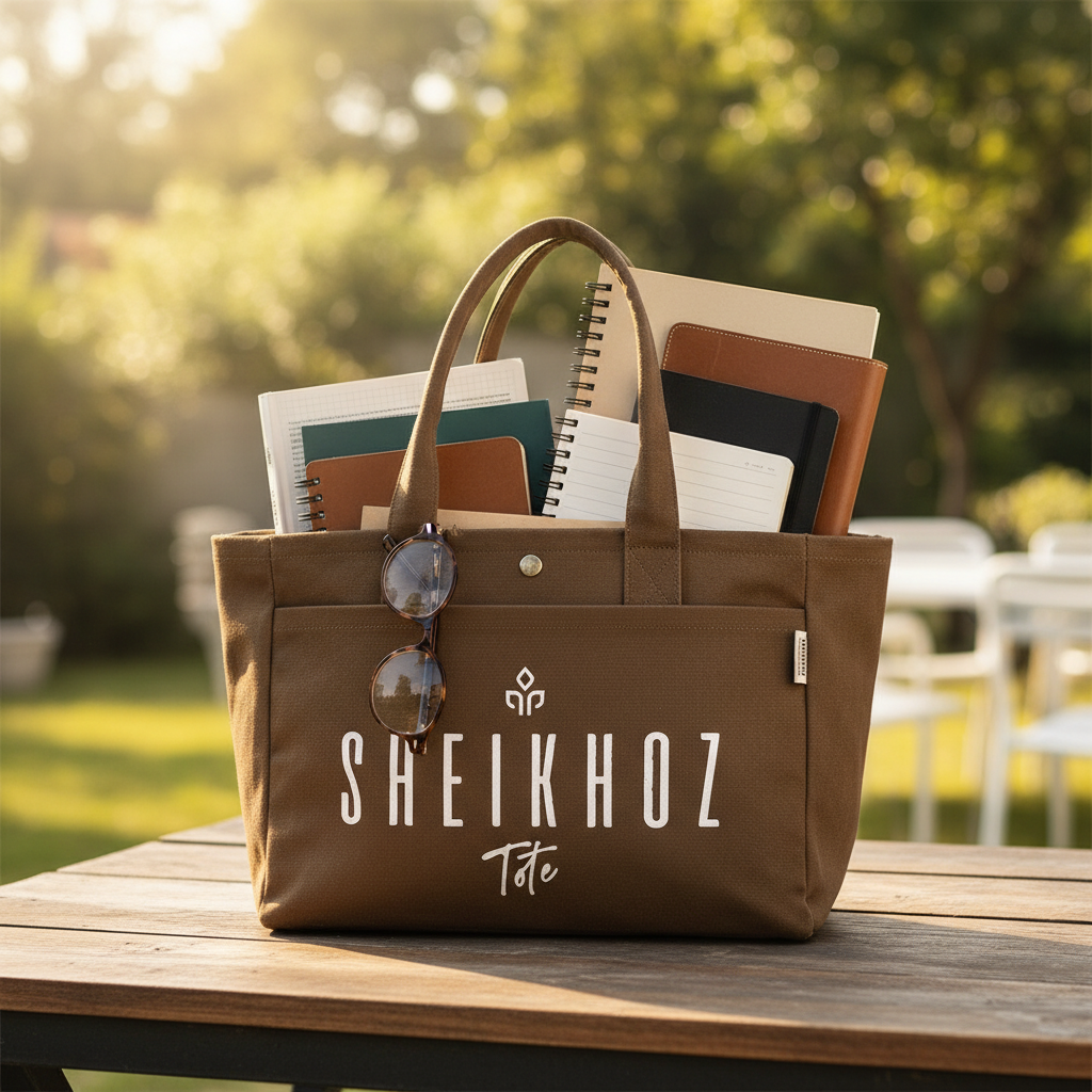 Brown Striped Canvas Tote Bag – Stylish & Versatile