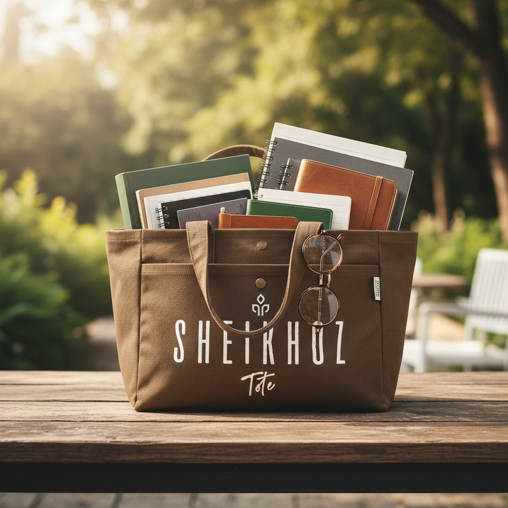 Brown Striped Canvas Tote Bag – Stylish & Versatile