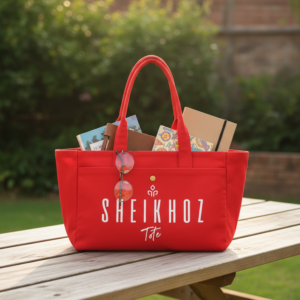 Red Striped Canvas Tote Bag – Casual Handbag