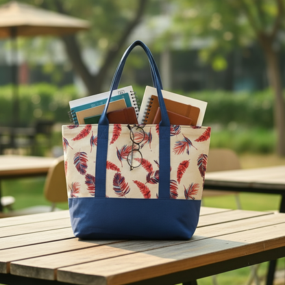 Zipper Bag - Beige Floral Zipper Bag