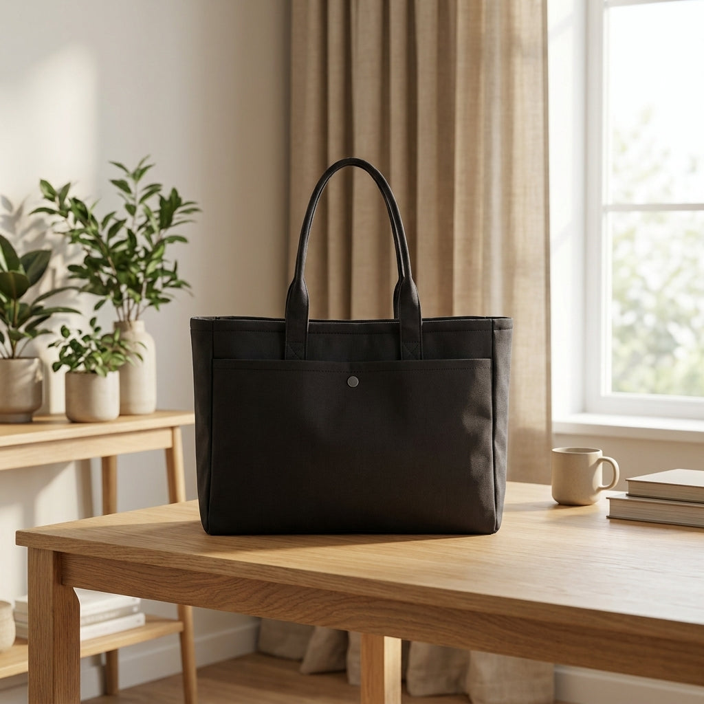 Deep Charcoal Grey Focus and bloom Women Tote Bag