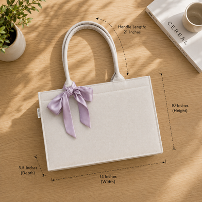 Self-Printed Grey Tote Bag with Move Knot Accent – Versatile and Chic