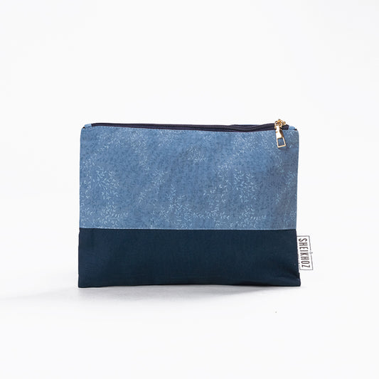 Blue Breeze Cotton Cosmetic Pouch – Subtle & Sophisticated