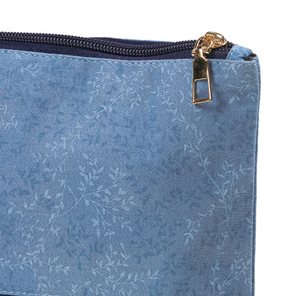 Blue Breeze Cotton Cosmetic Pouch – Subtle & Sophisticated
