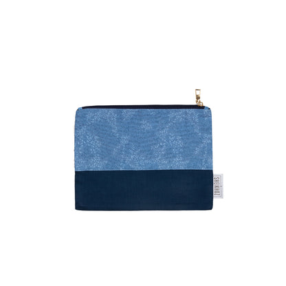 Blue Breeze Cotton Cosmetic Pouch – Subtle & Sophisticated