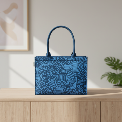 Azure Doodle Dream Tote – Eco-Chic Statement Handbag