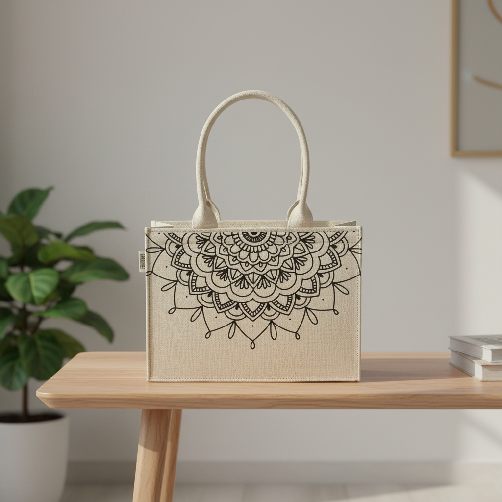 Obsidian Mandala off-white – Eco-Chic Statement Bag