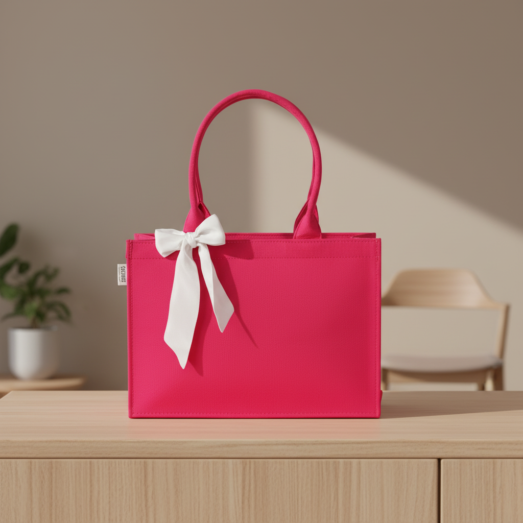 Red Knotted Velvet Tote Bag – Elegant & Eco-Friendly Handbag